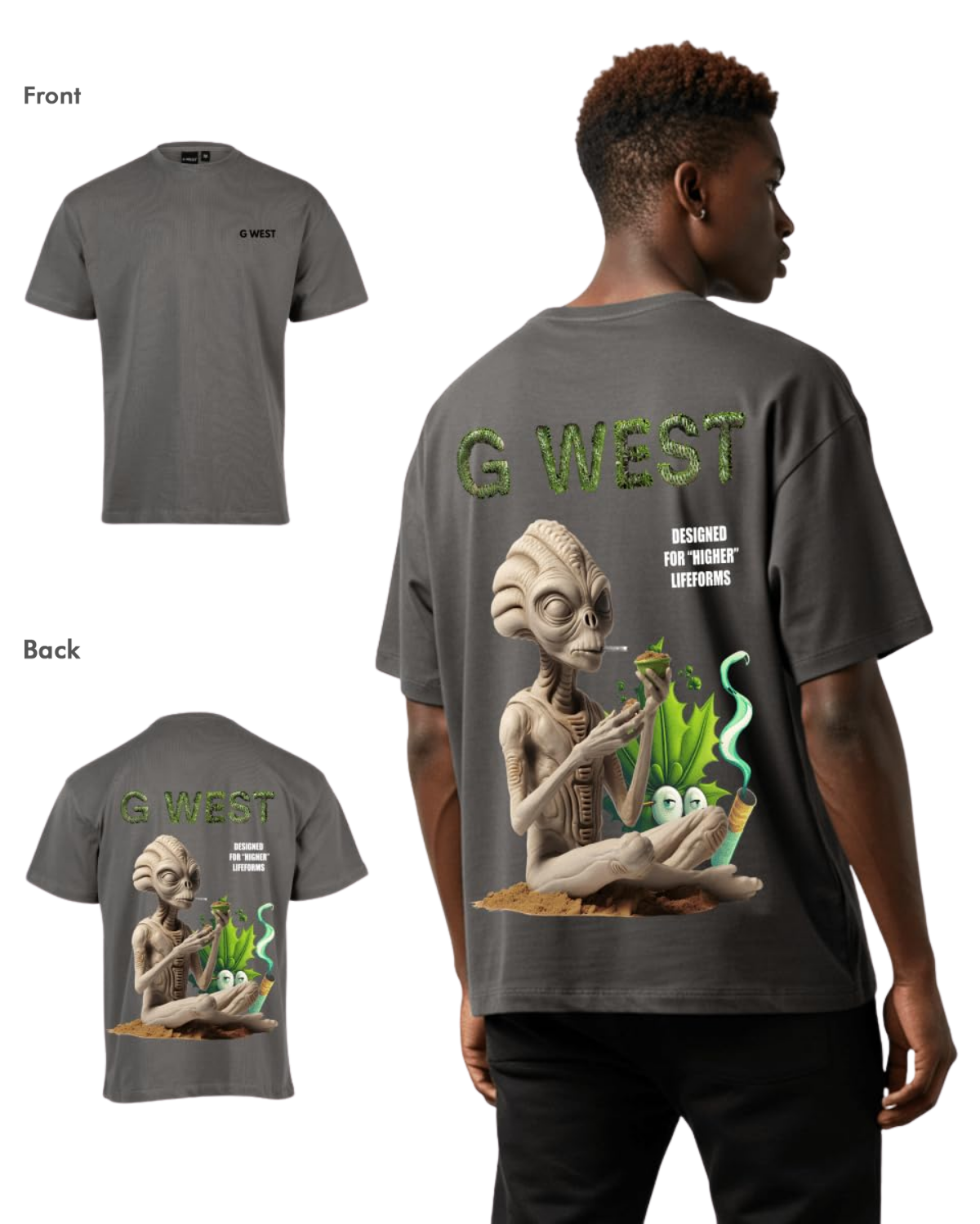 G West Mens Oversized Designed For Higher Lifeforms Tee - G West