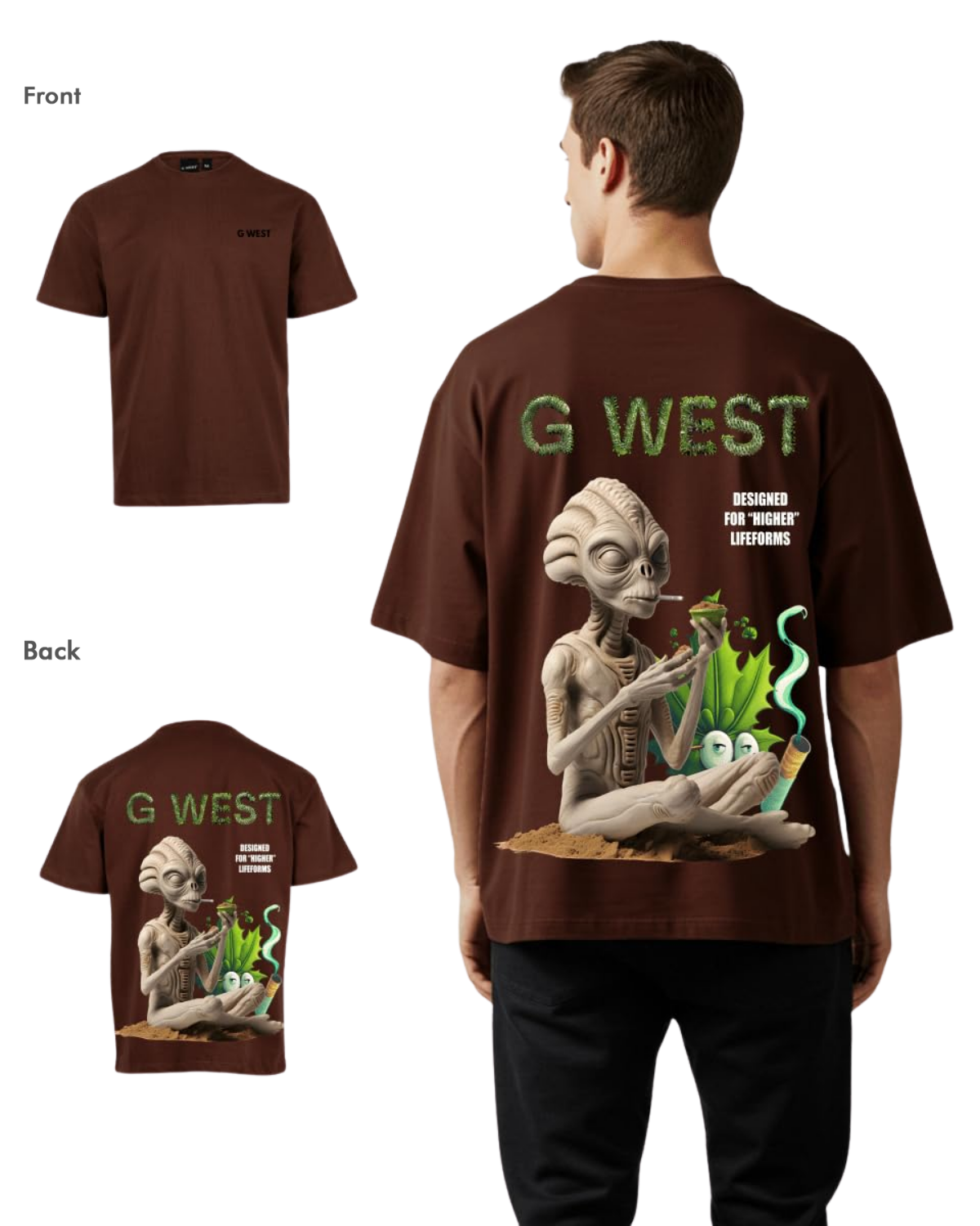 G West Mens Oversized Designed For Higher Lifeforms Tee - G West