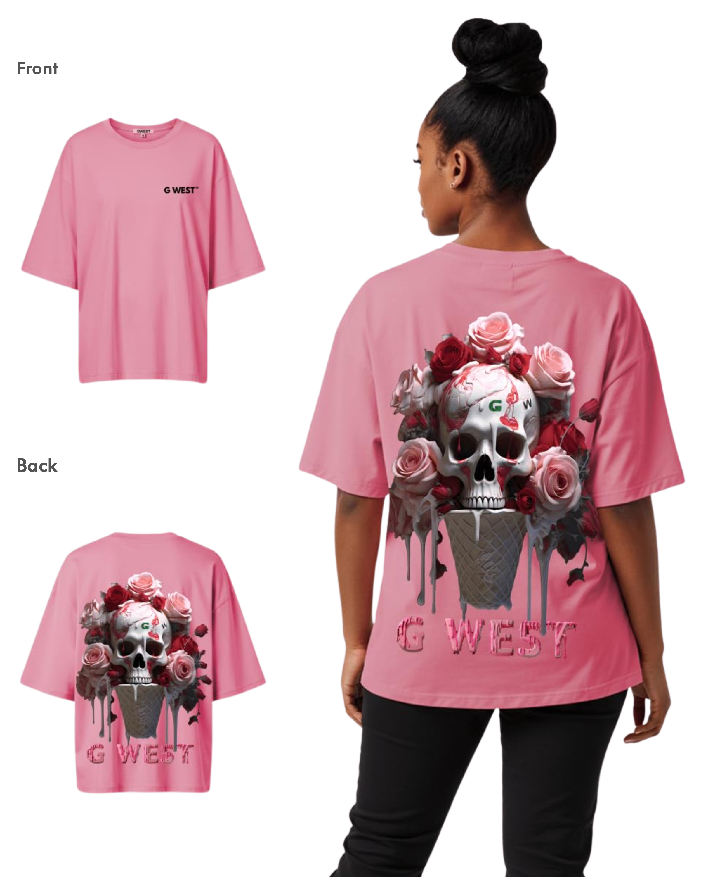 G West Womens Oversized Ice Cream Skull Tee - G West
