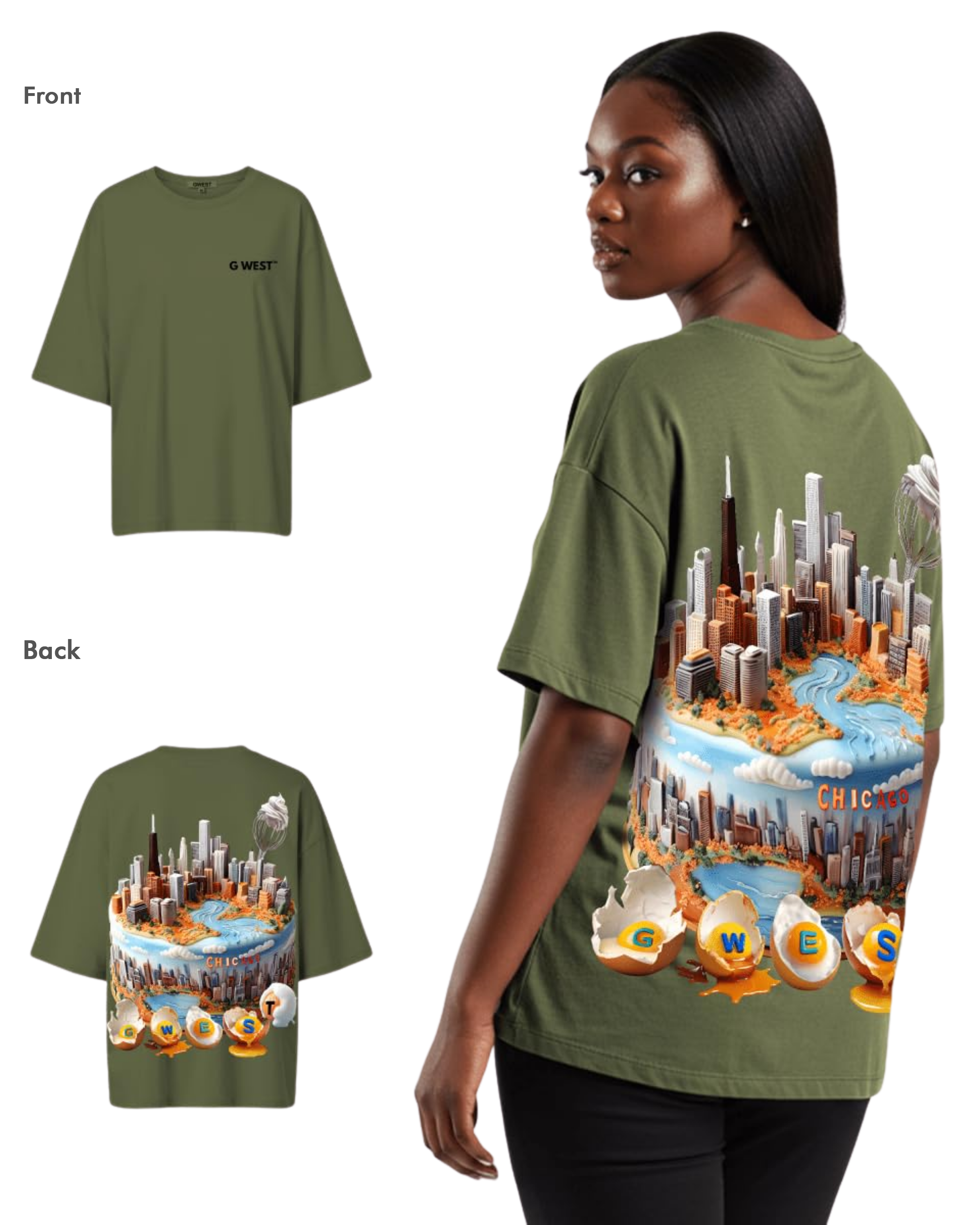 G West Womens OVERSIZED CHICAGO CAKE TEE - G West