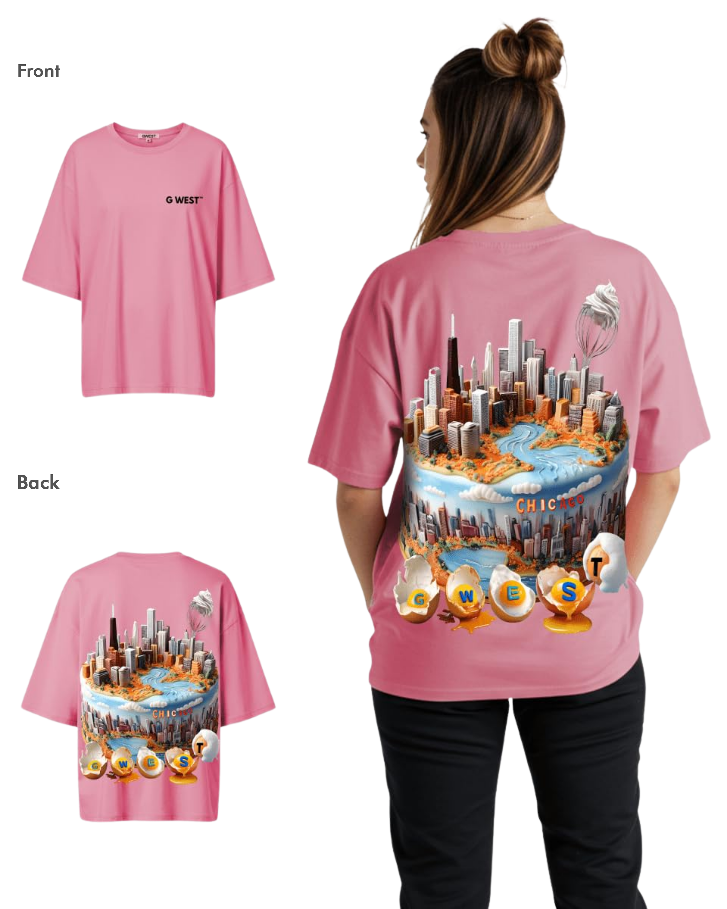 G West Womens OVERSIZED CHICAGO CAKE TEE - G West