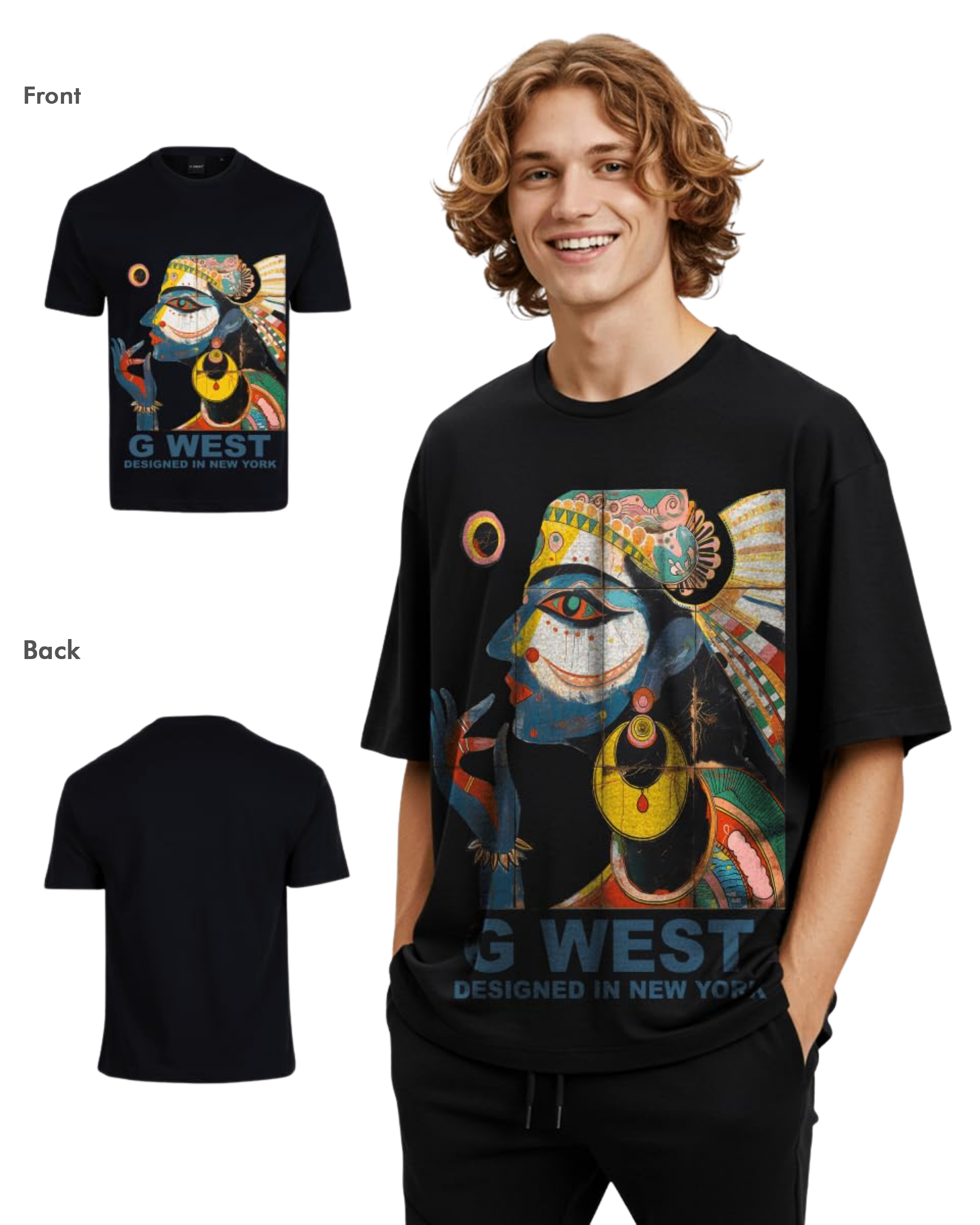 G West Mens Work Of Art Oversized Tee - G West