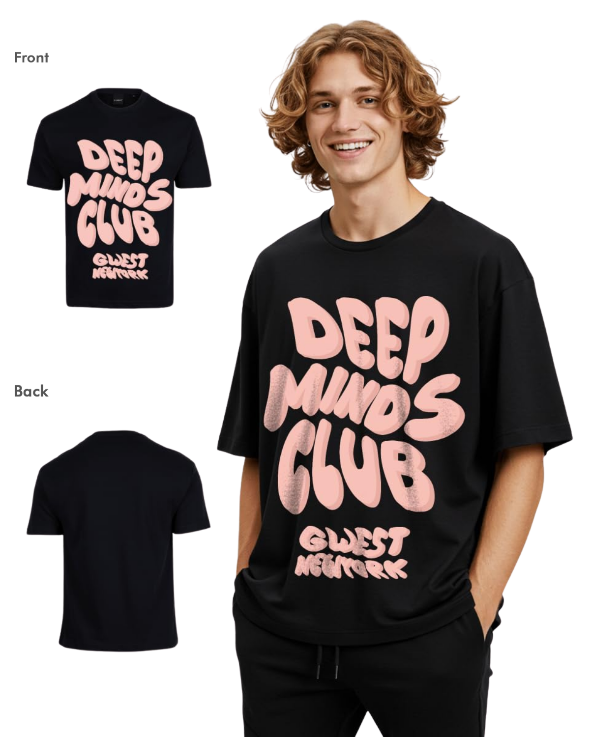 G West Mens Deep Minds Club Oversized Tee - G West