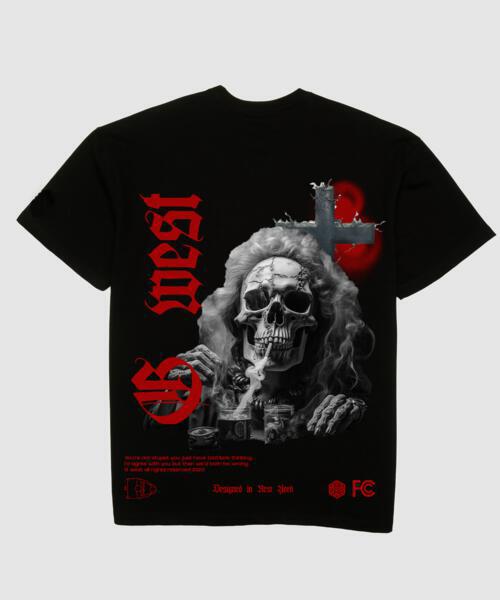 G West Smoke Skull Life Style Tee Mens Style : GWPPT9017 - 4 COLORS