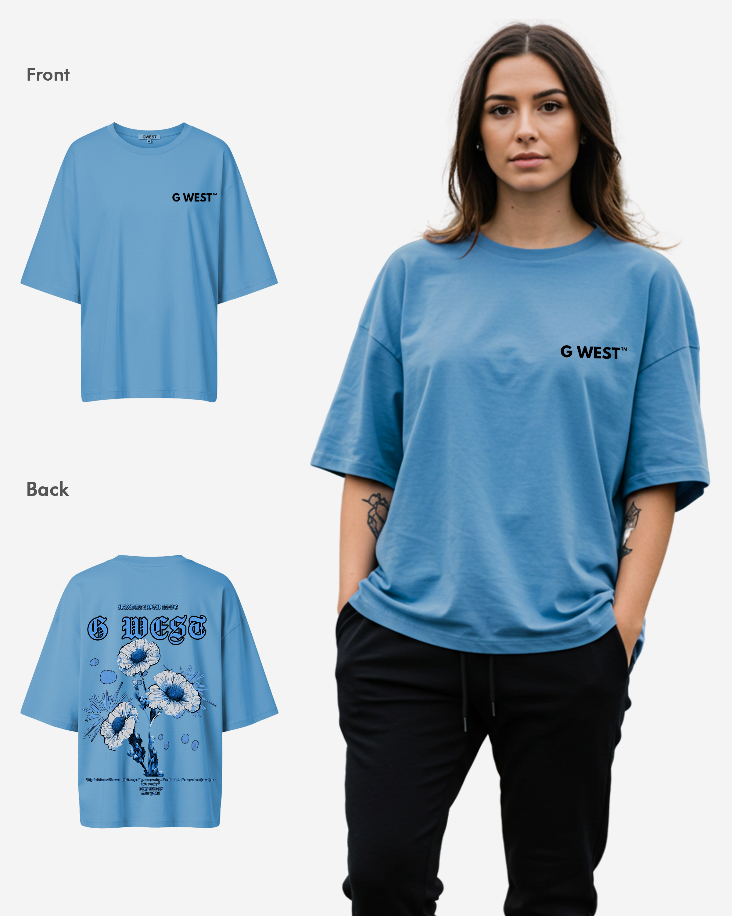 G West Oversized Blue Garden Tee -WOMEN - G West
