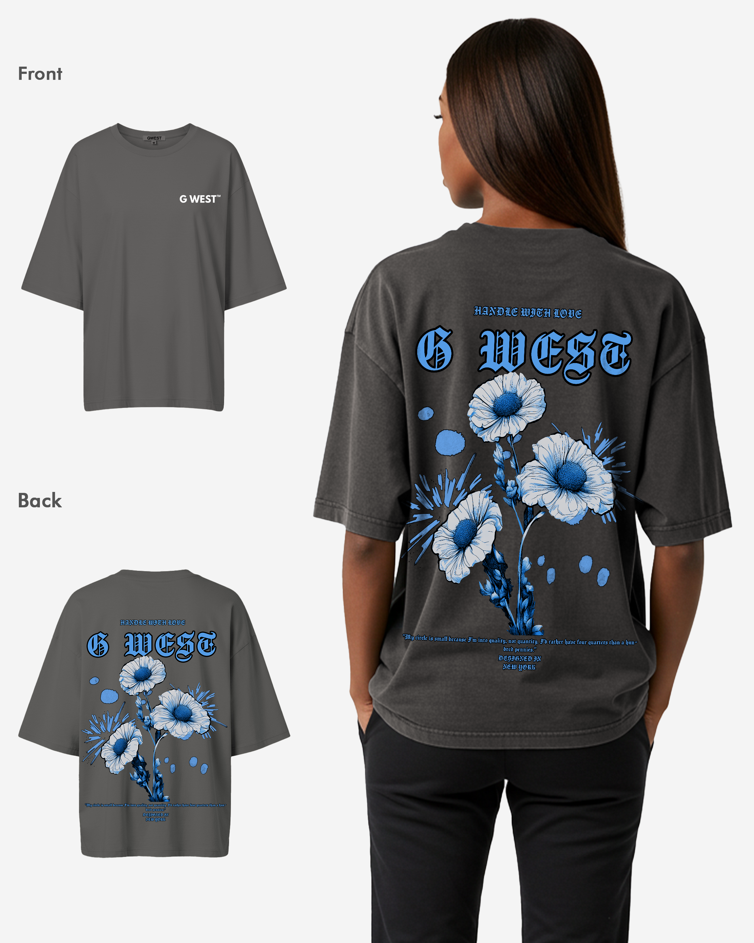 G West Oversized Blue Garden Tee -WOMEN - G West