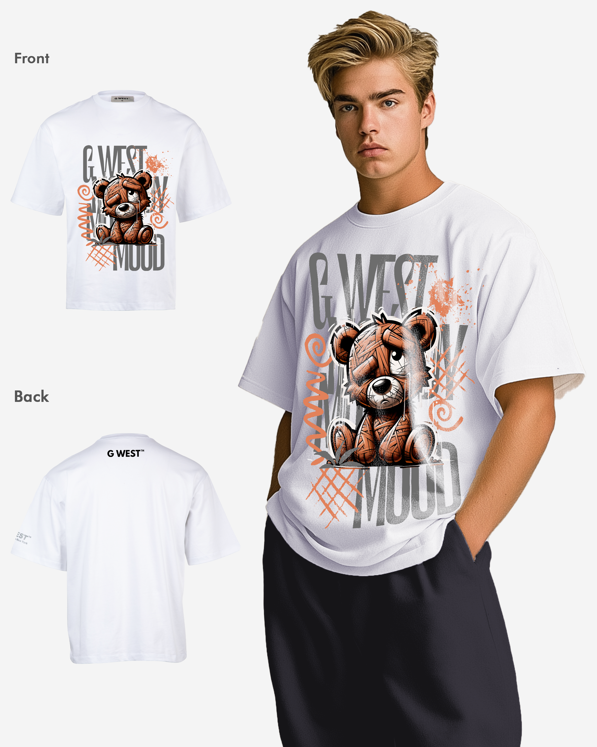 G-WEST MOOODY MOOD OVERSIZED TEE GWROJMT147 - G West