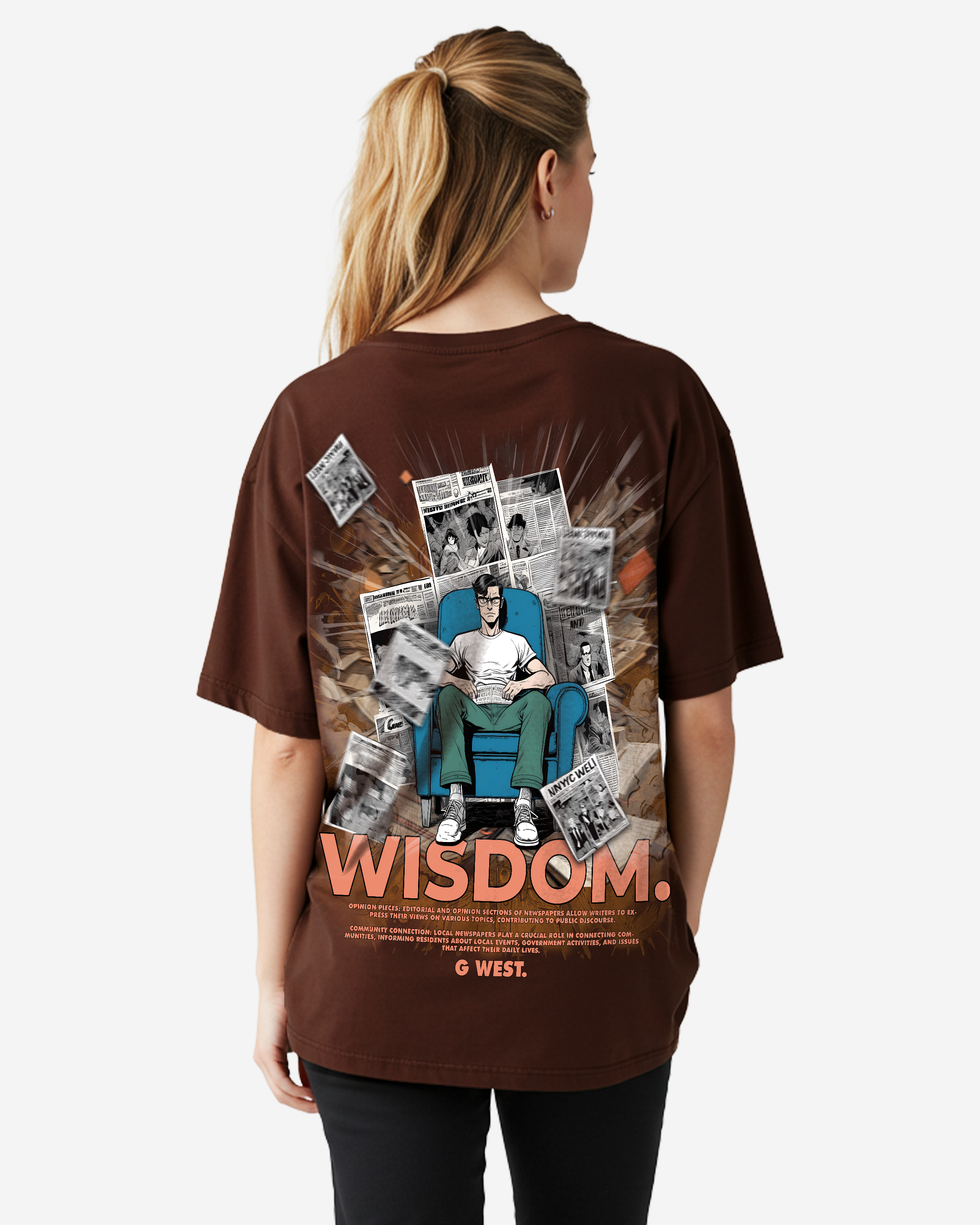 G West Oversized Library T Shirt  - WOMEN - G West