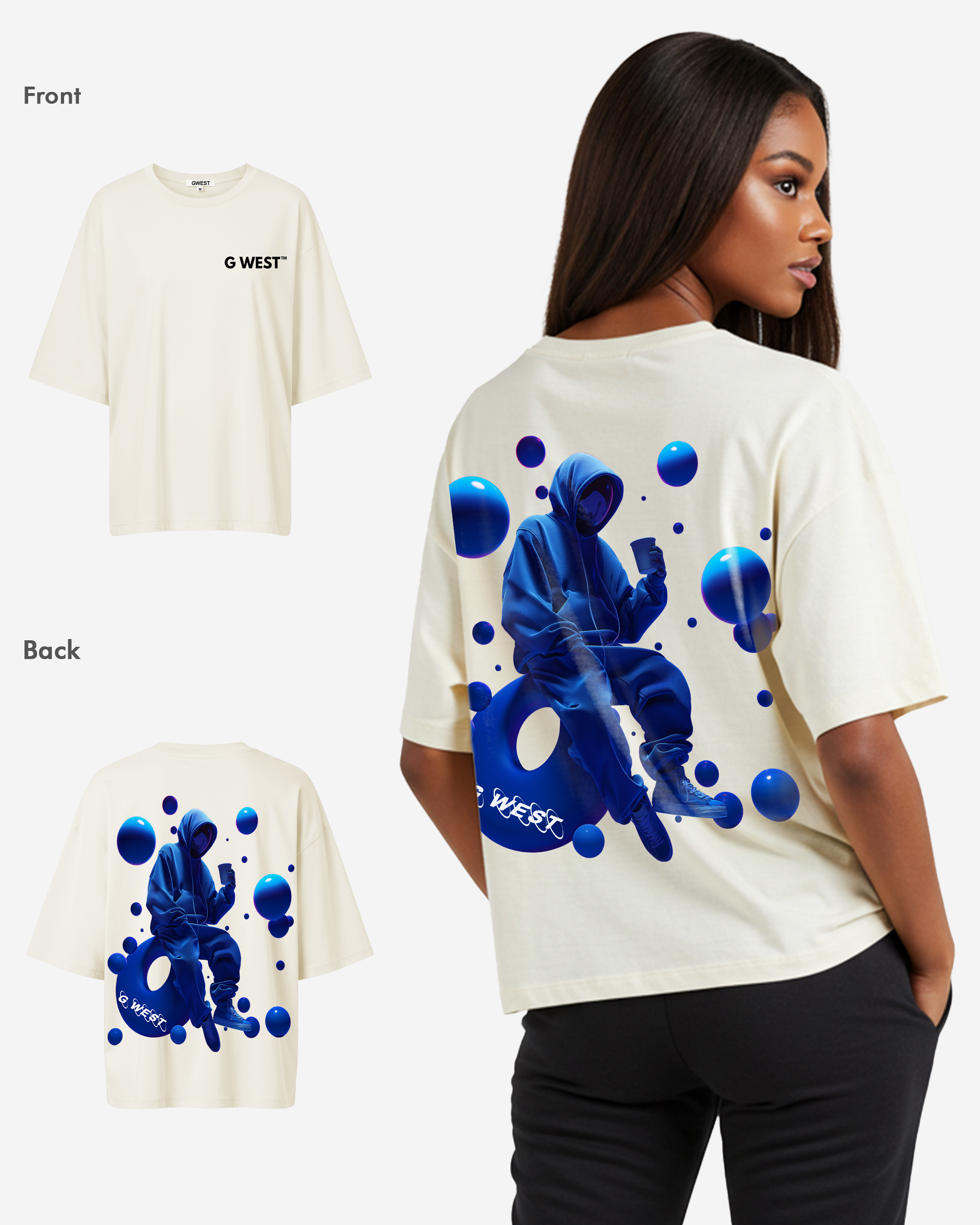 G West Oversized Blue Man Tee - WOMEN - G West