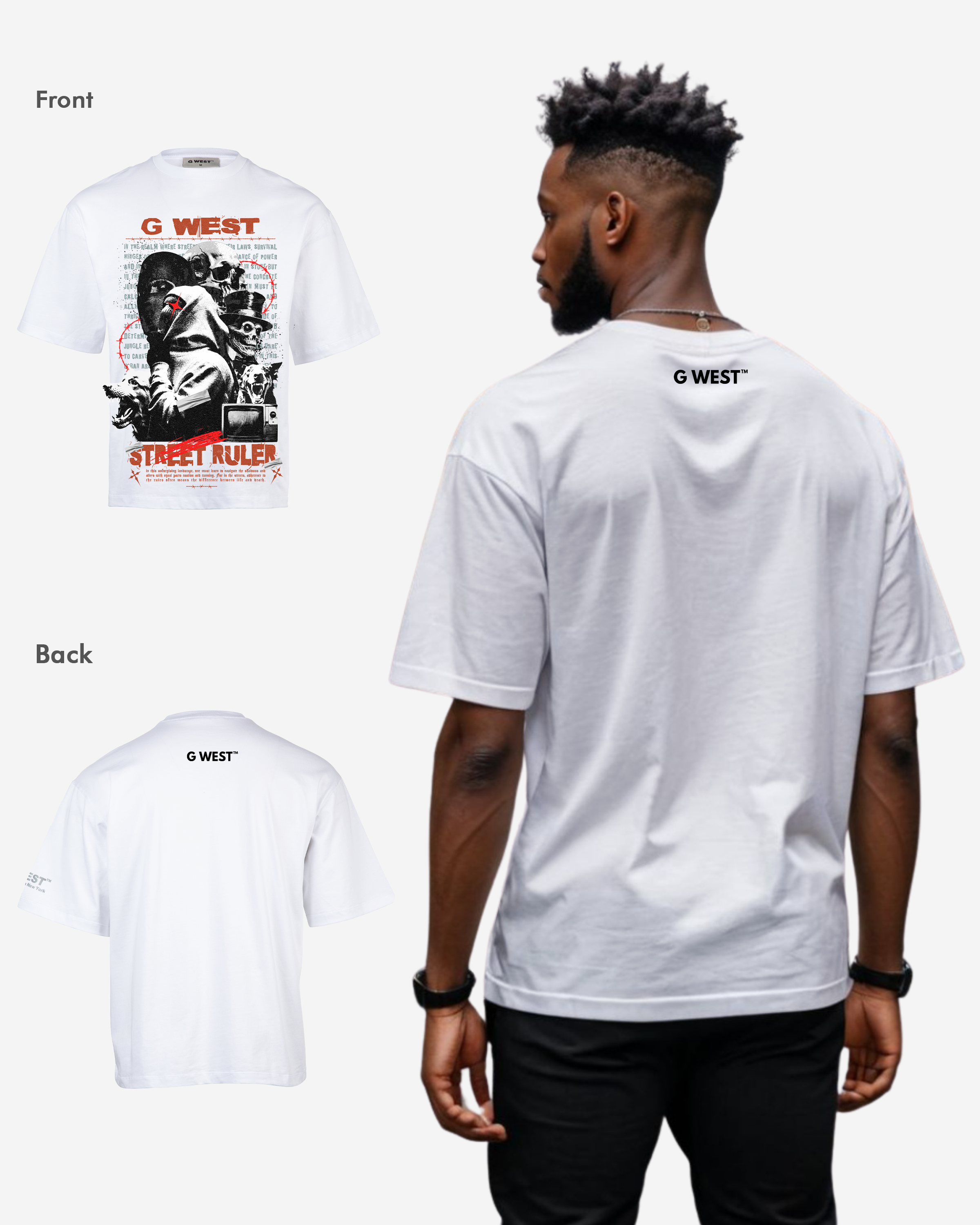 G-WEST STREET RULER OVERSIZED TEE GWROJMT90 - G West