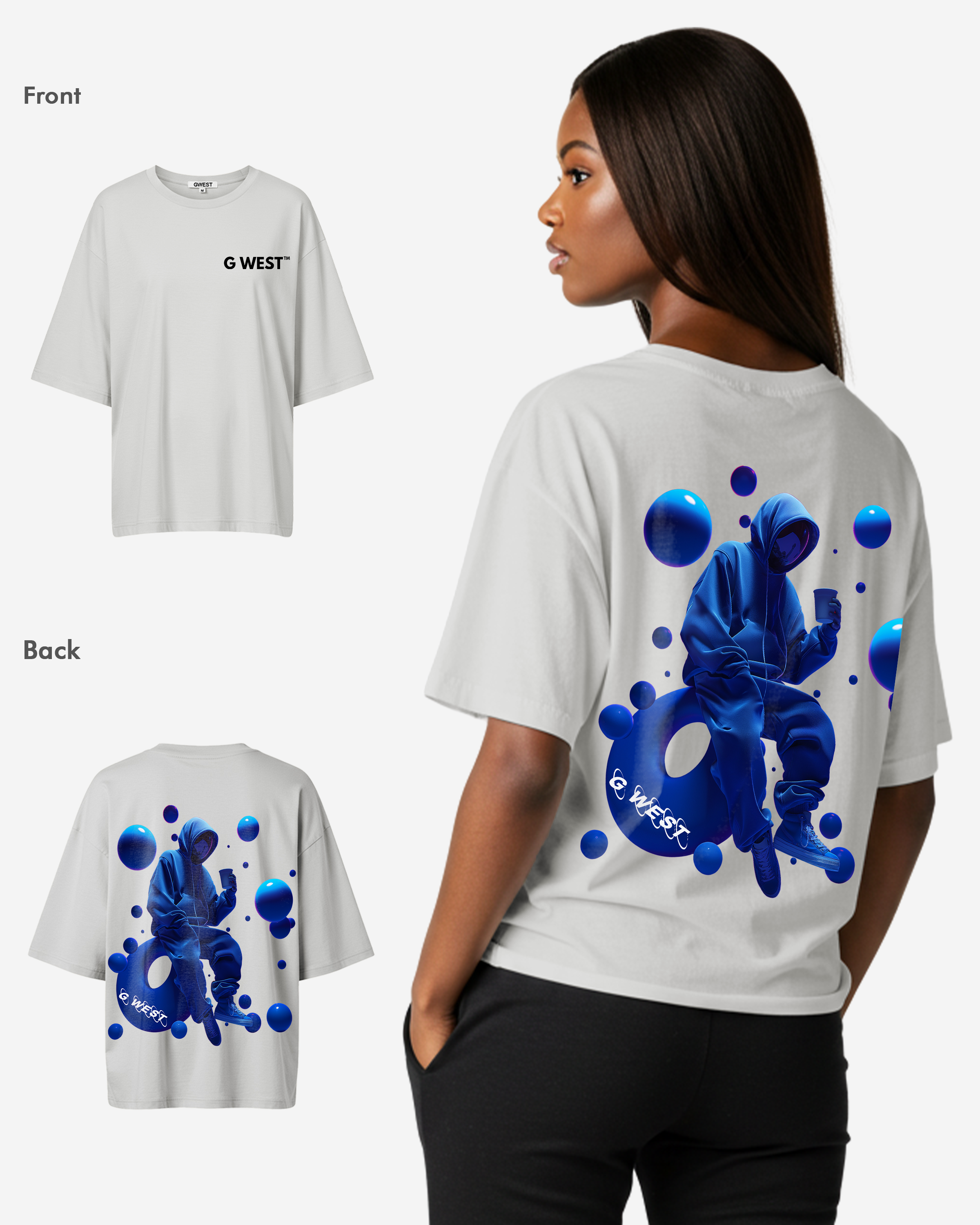 G West Oversized Blue Man Tee - WOMEN - G West