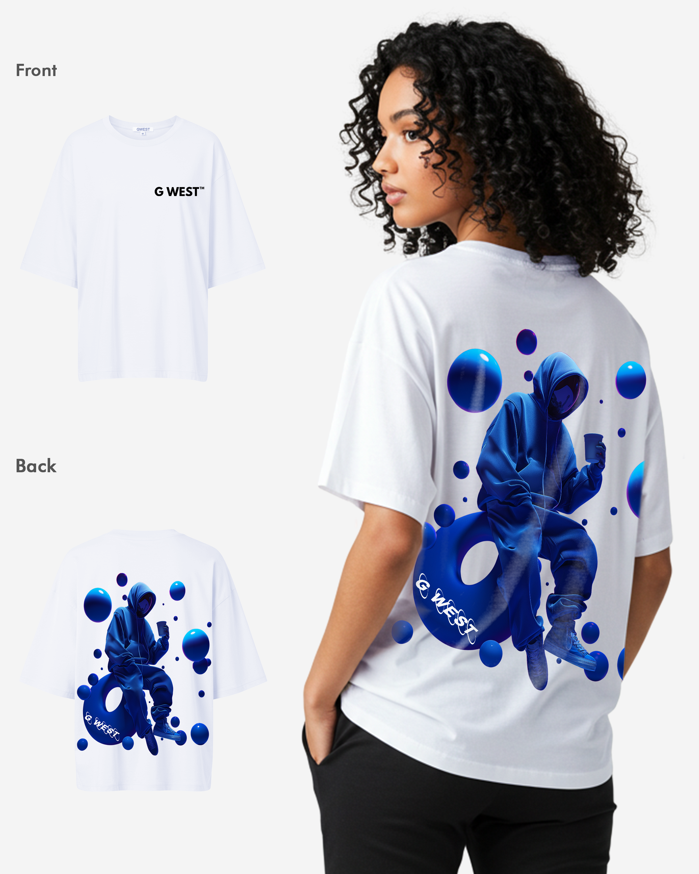 G West Oversized Blue Man Tee - WOMEN - G West