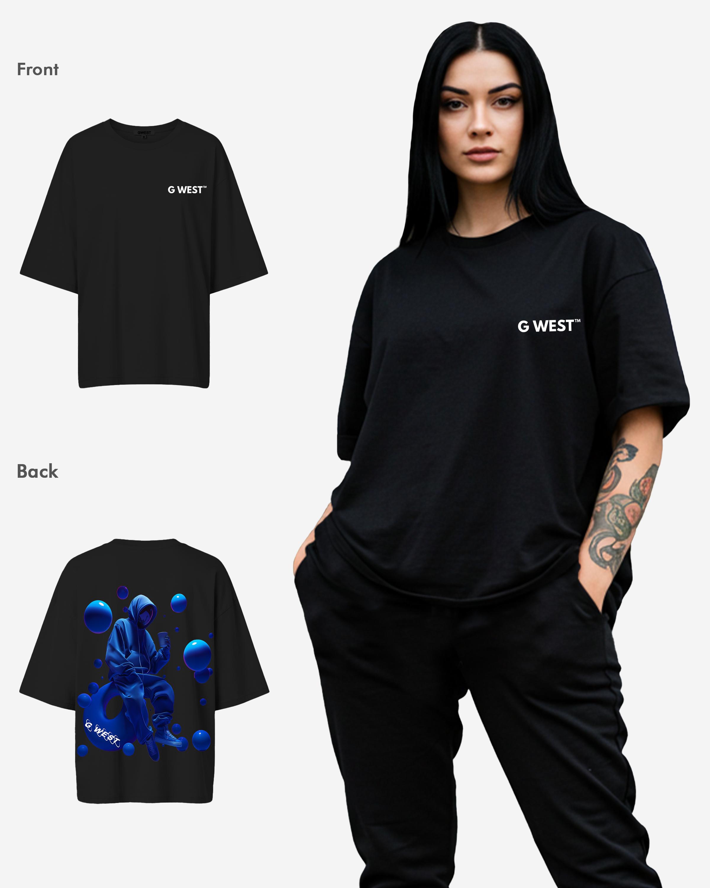 G West Oversized Blue Man Tee - WOMEN - G West