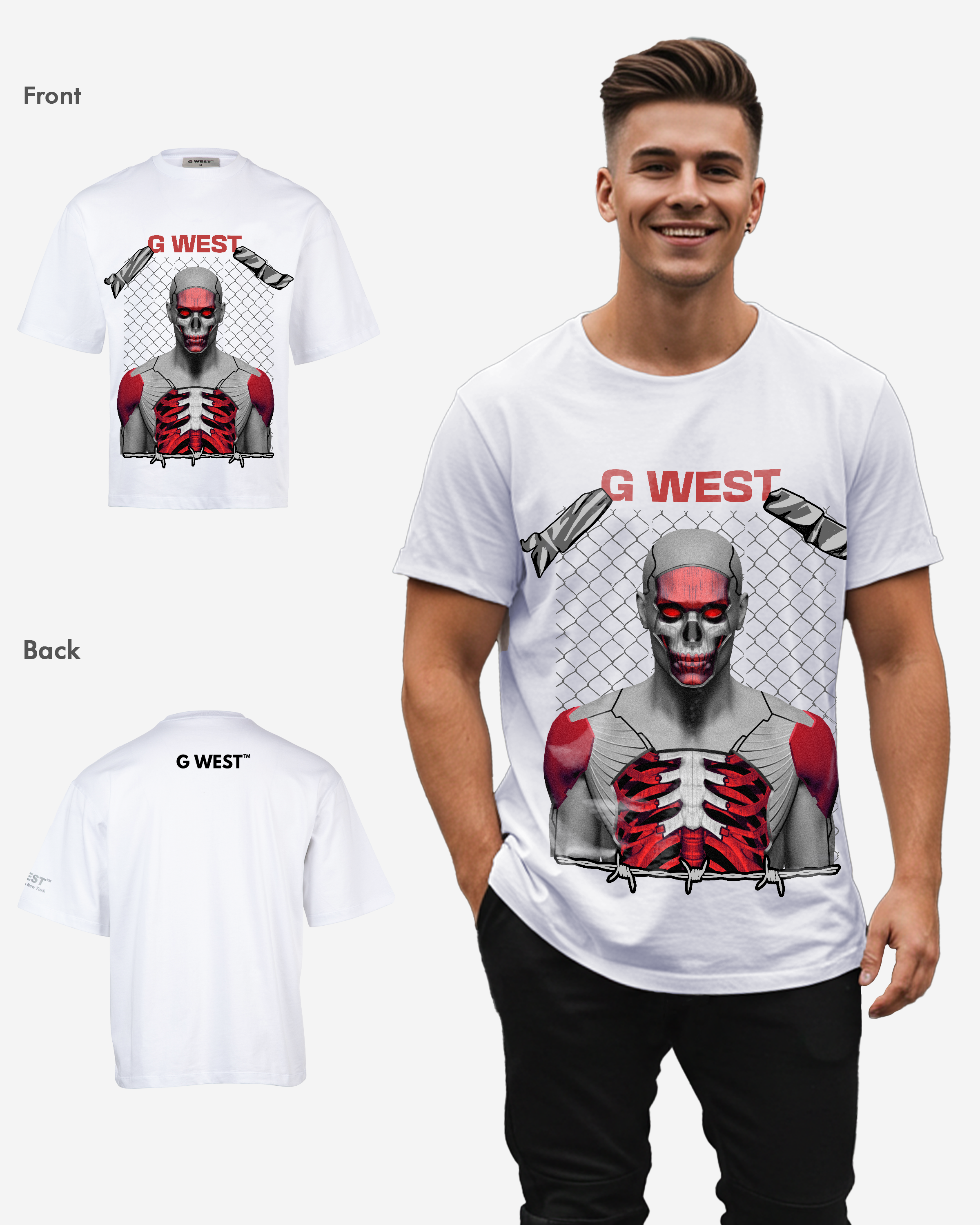GWEST red eyed rage OVERSIZED TEE GWROJMT55 - G West