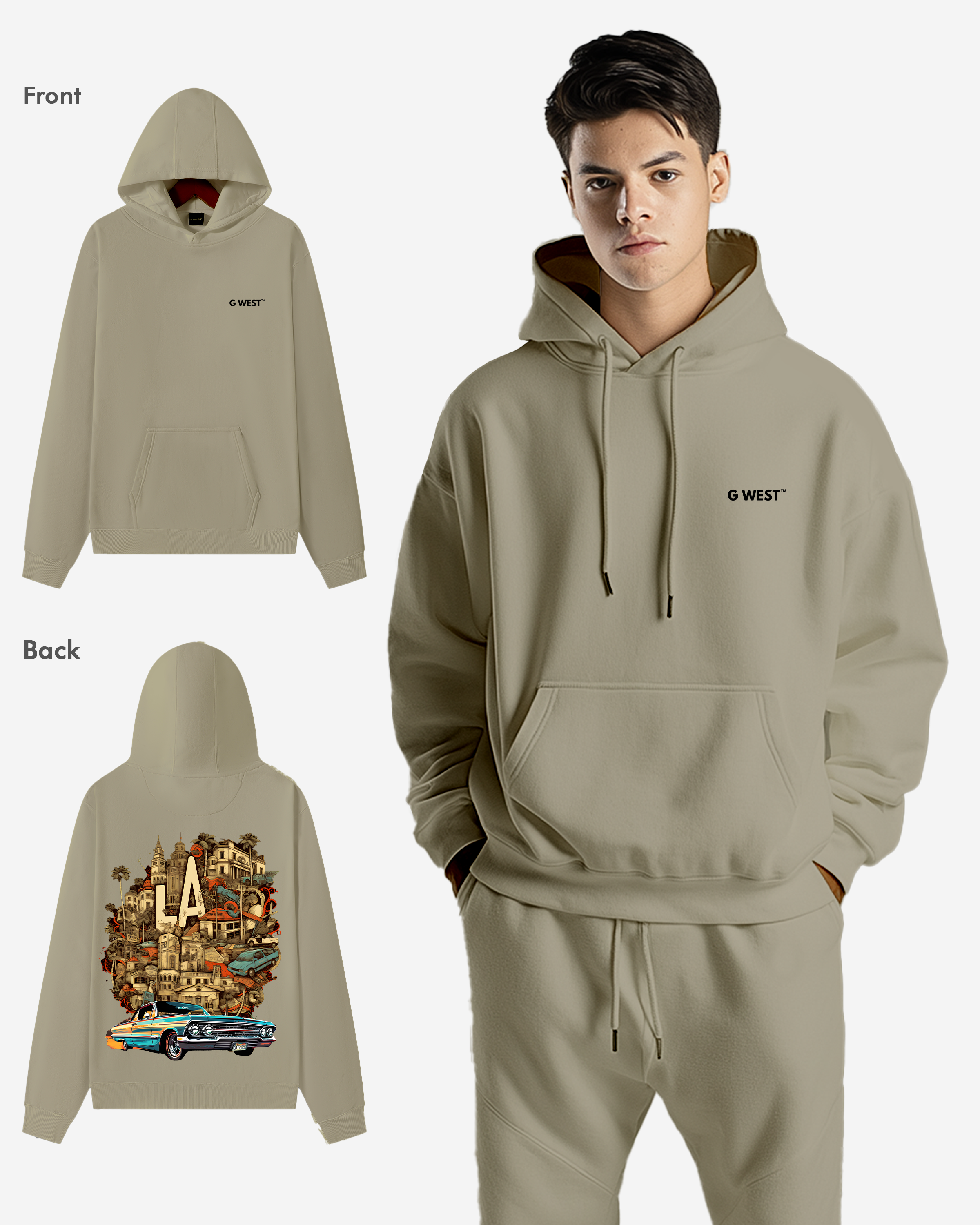 G West La Culture Black Heavy Premium Oversize Hoodie - G West