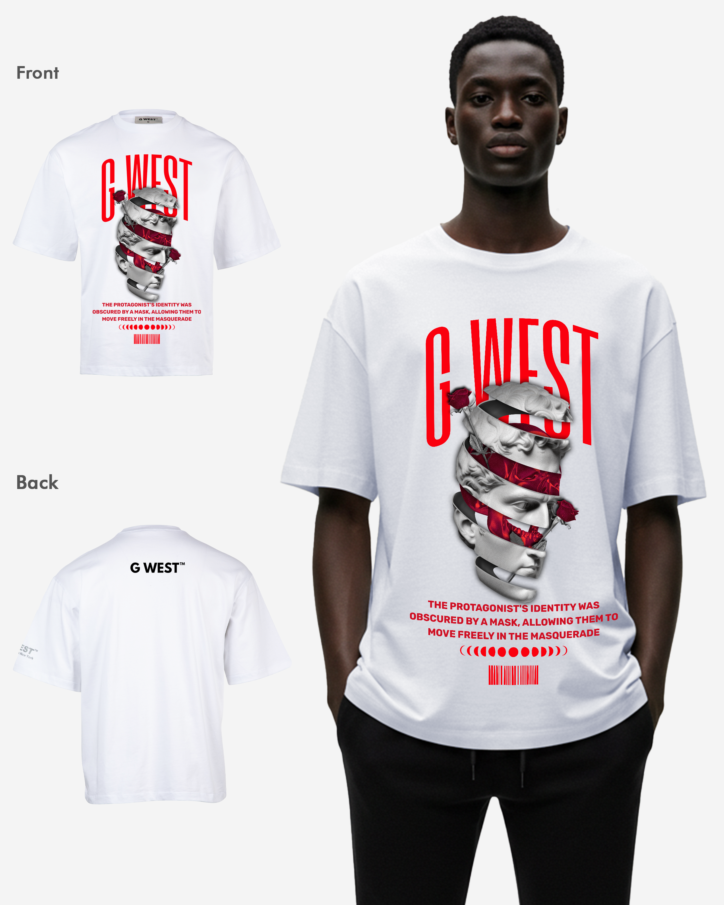 G WEST identity concealed OVERSIZED TEE  GWROJMT47 - G West