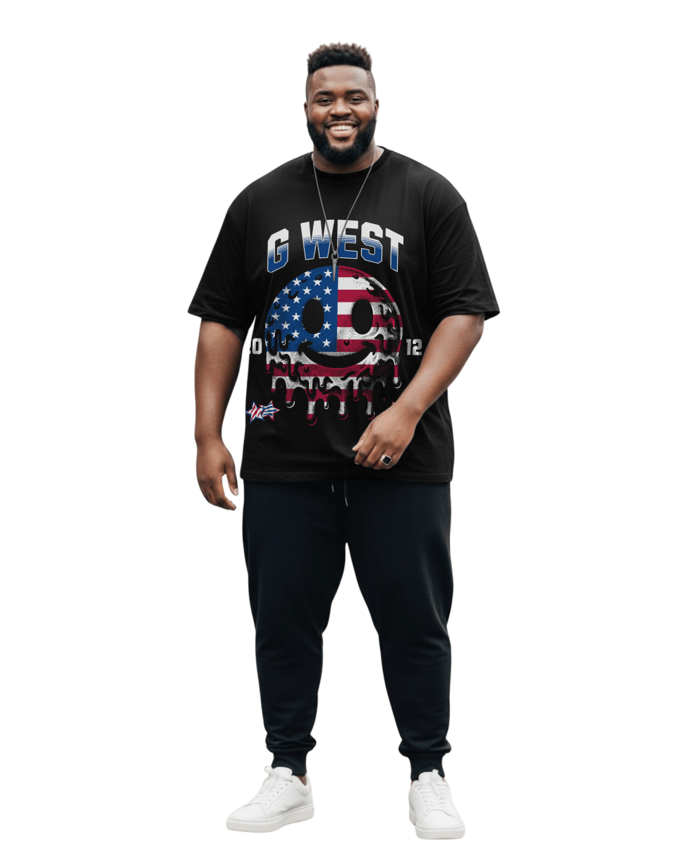 G West American Flag Big And Tall Oversized T-Shirt - G West