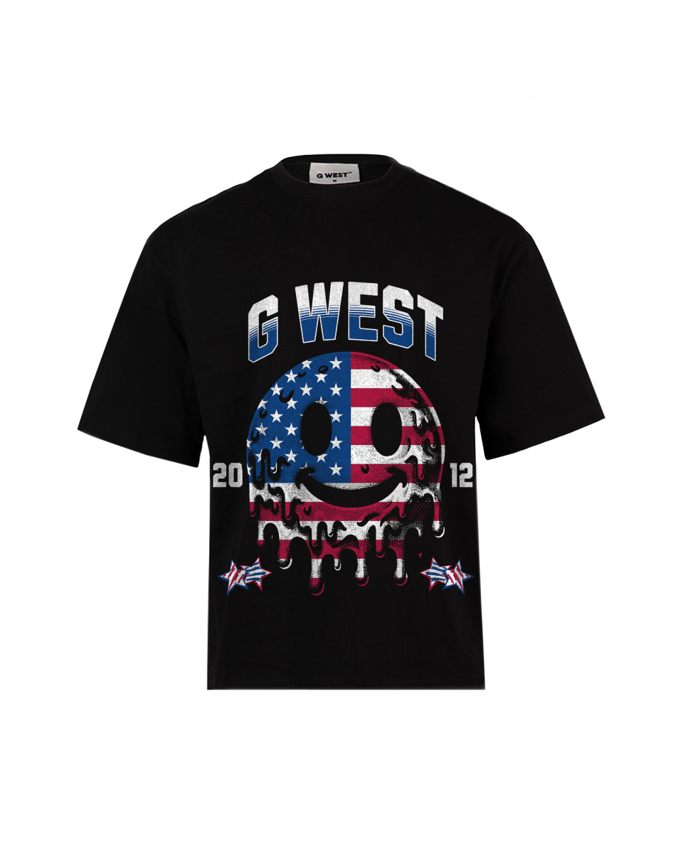 G West American Flag Big And Tall Oversized T-Shirt - G West