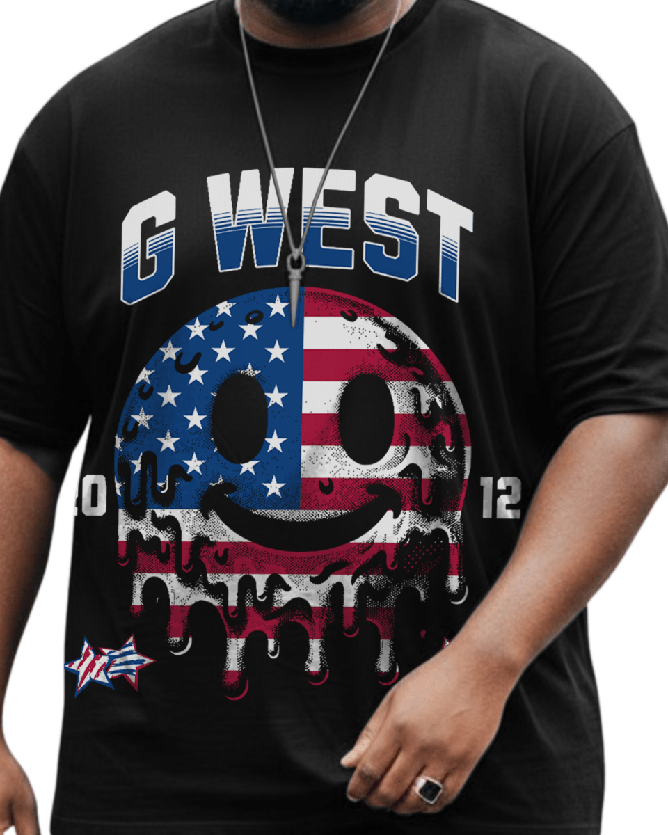 G West American Flag Big And Tall Oversized T-Shirt - G West