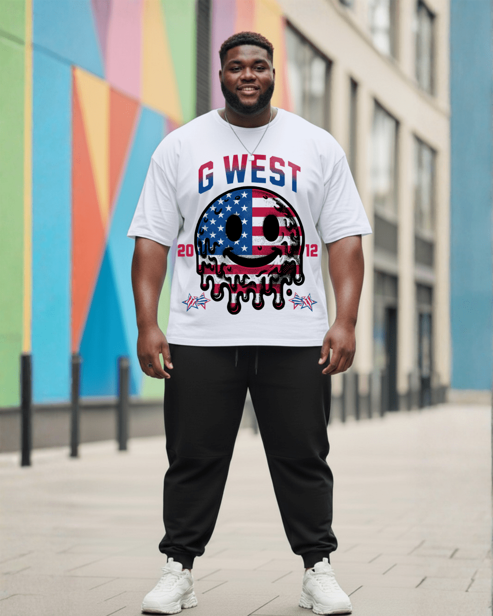 G West American Flag Big And Tall Oversized T-Shirt - G West