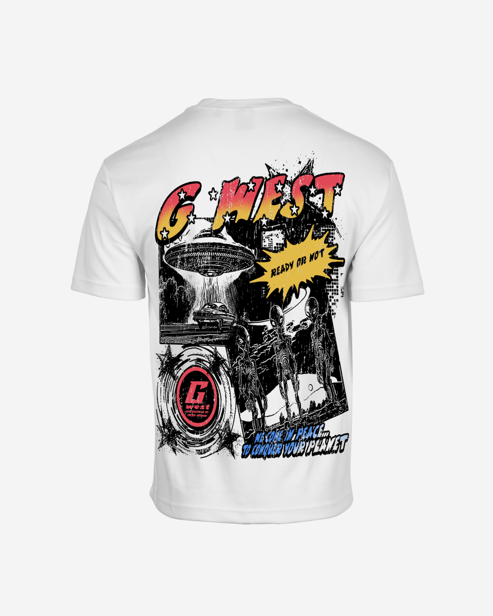 G West Cosmic Sky Ride Double Hit Premium Oversized Tee Front And Back Print - G West