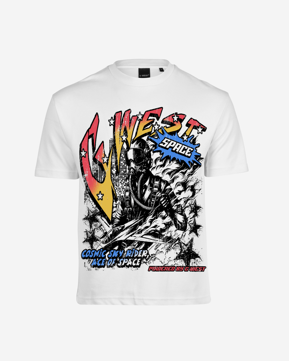G West Cosmic Sky Ride Double Hit Premium Oversized Tee Front And Back Print - G West