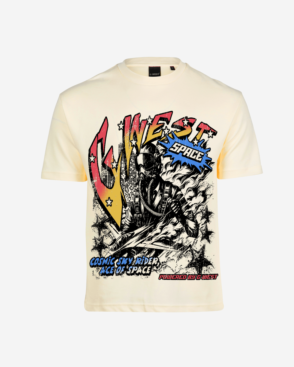 G West Cosmic Sky Ride Double Hit Premium Oversized Tee Front And Back Print - G West