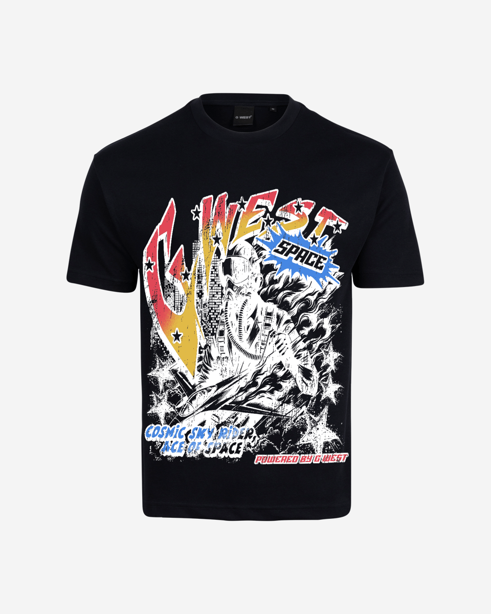 G West Cosmic Sky Ride Double Hit Premium Oversized Tee Front And Back Print - G West