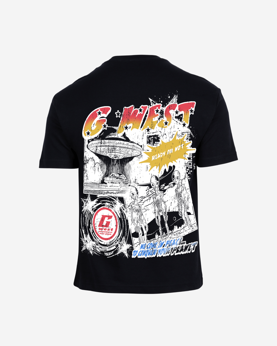 G West Cosmic Sky Ride Double Hit Premium Oversized Tee Front And Back Print - G West