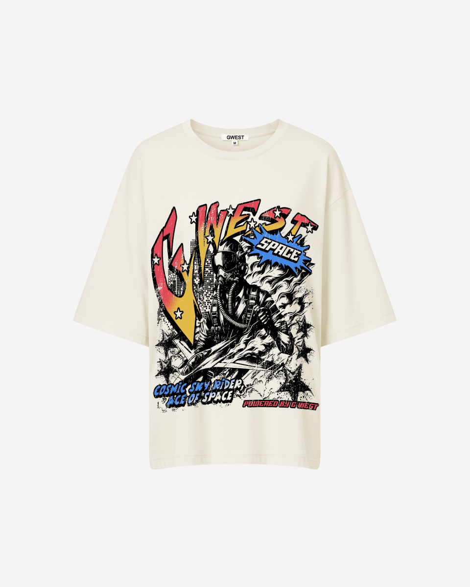 G West Cosmic Sky Ride Double Hit Premium Oversized Tee - WOMEN - G West