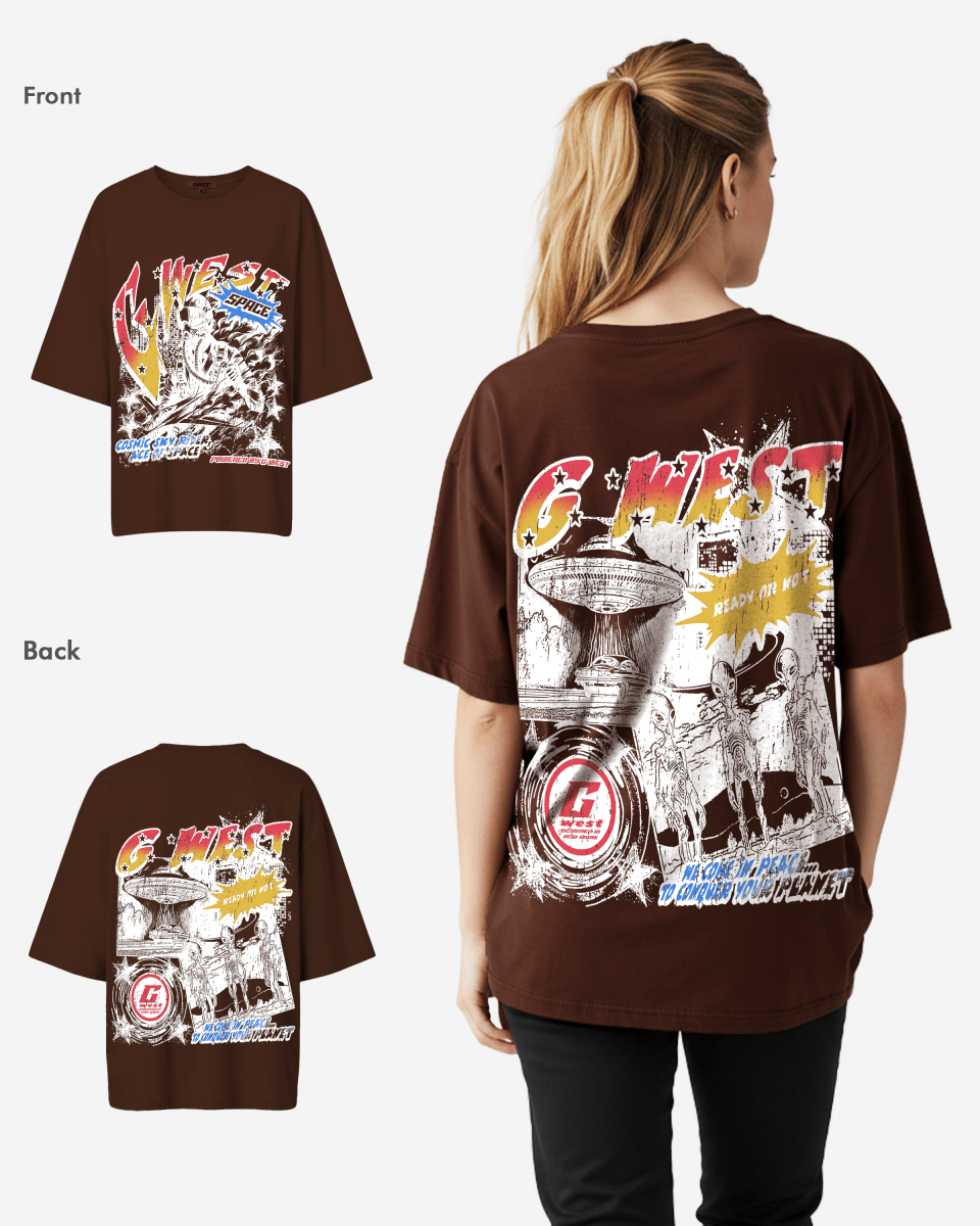 G West Cosmic Sky Ride Double Hit Premium Oversized Tee - WOMEN - G West