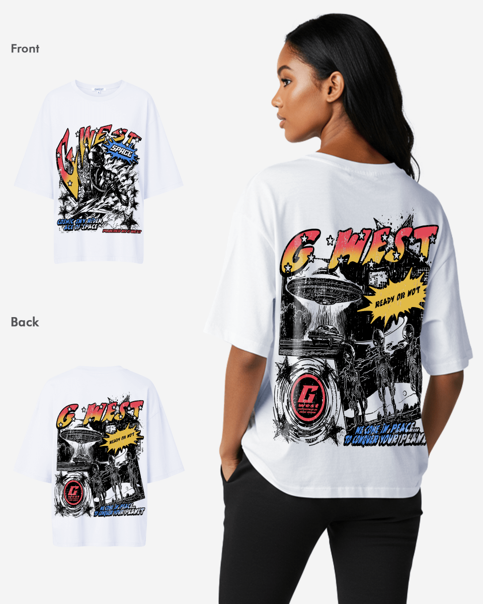 G West Cosmic Sky Ride Double Hit Premium Oversized Tee - WOMEN - G West