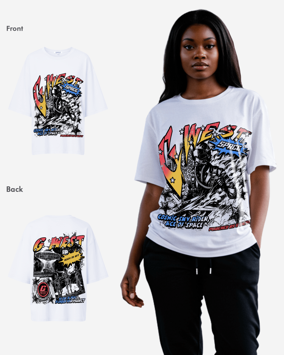 G West Cosmic Sky Ride Double Hit Premium Oversized Tee - WOMEN - G West