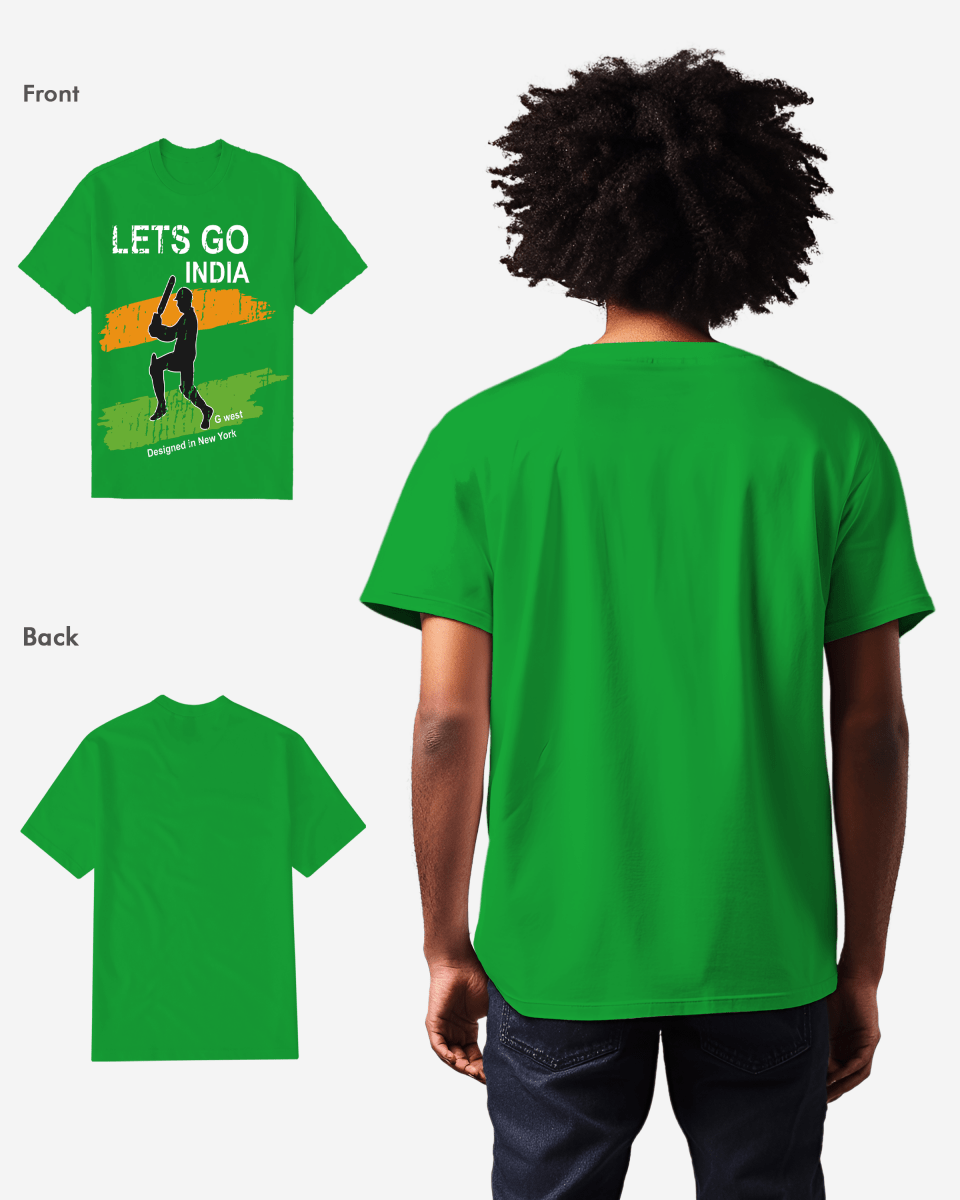 G West Cricket Lets Go India T-Shirt : Gwdtbas2406 - 2 Colors - G West
