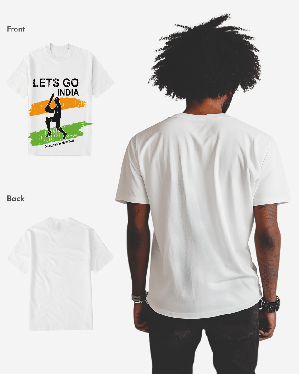 G West Cricket Lets Go India T-Shirt : Gwdtbas2406 - 2 Colors - G West