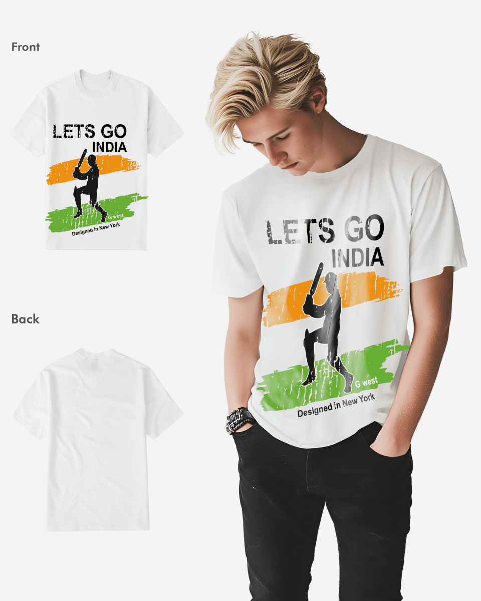 G West Cricket Lets Go India T-Shirt : Gwdtbas2406 - 2 Colors - G West