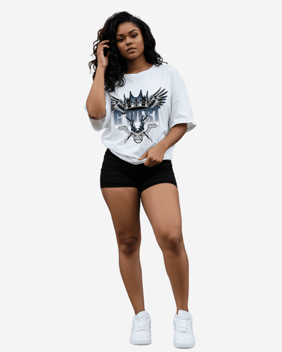 G West Crown Skull Oversized Women's T-Shirt - G West