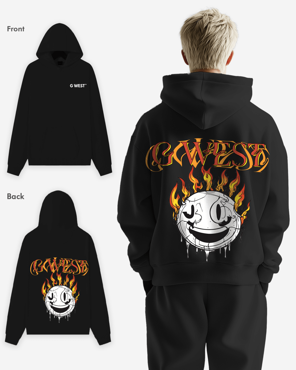 G West Fire Smile Oversize Hoodie Mens Style - G West
