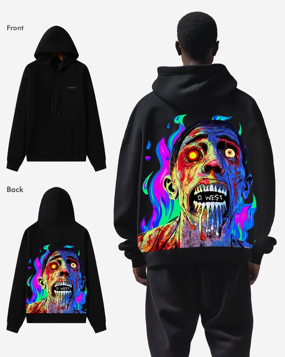 G West Flaming Zombie Heavy Premium Hoodie - 6 Colors - G West