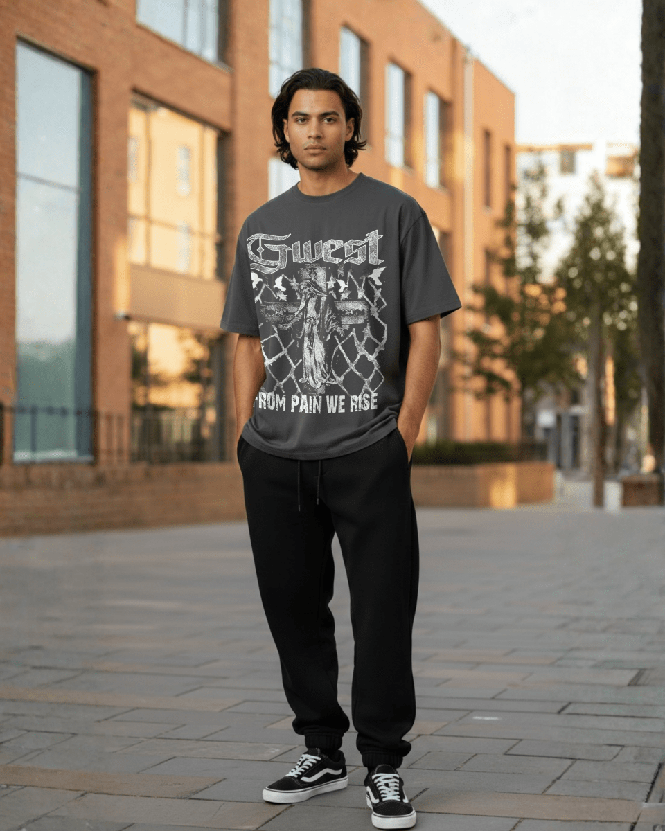 G West From Pain We Rise Oversized Men's T-Shirt - G West