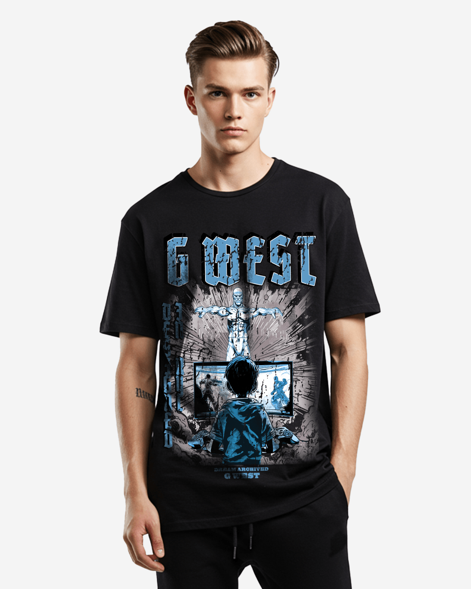 G West Game of G Baby Blue Black Oversized Tee - G West