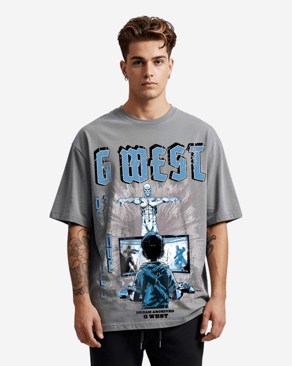 G West Game of G Baby Blue Black Oversized Tee - G West