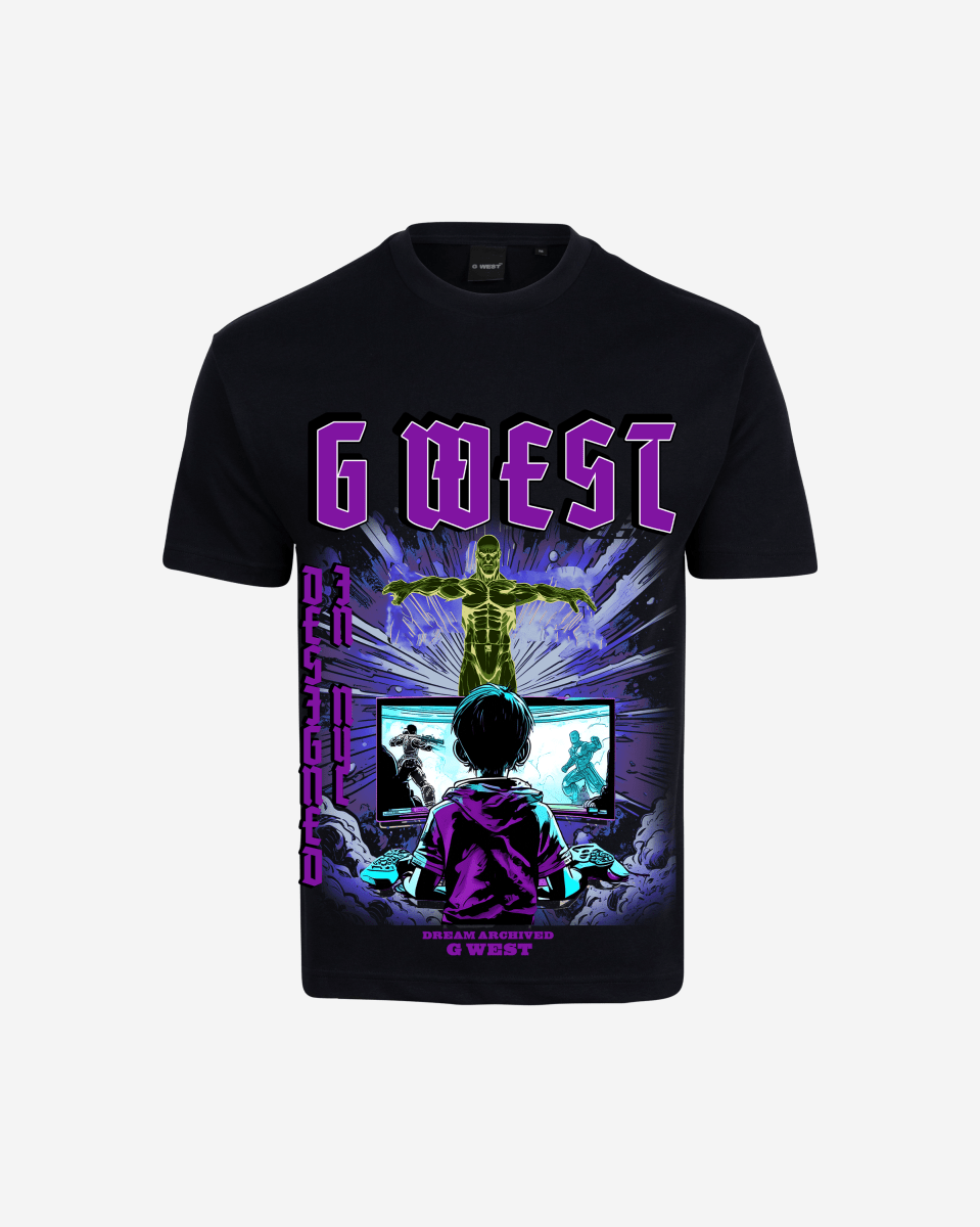 G West Game of G Baby Blue Black Oversized Tee - G West