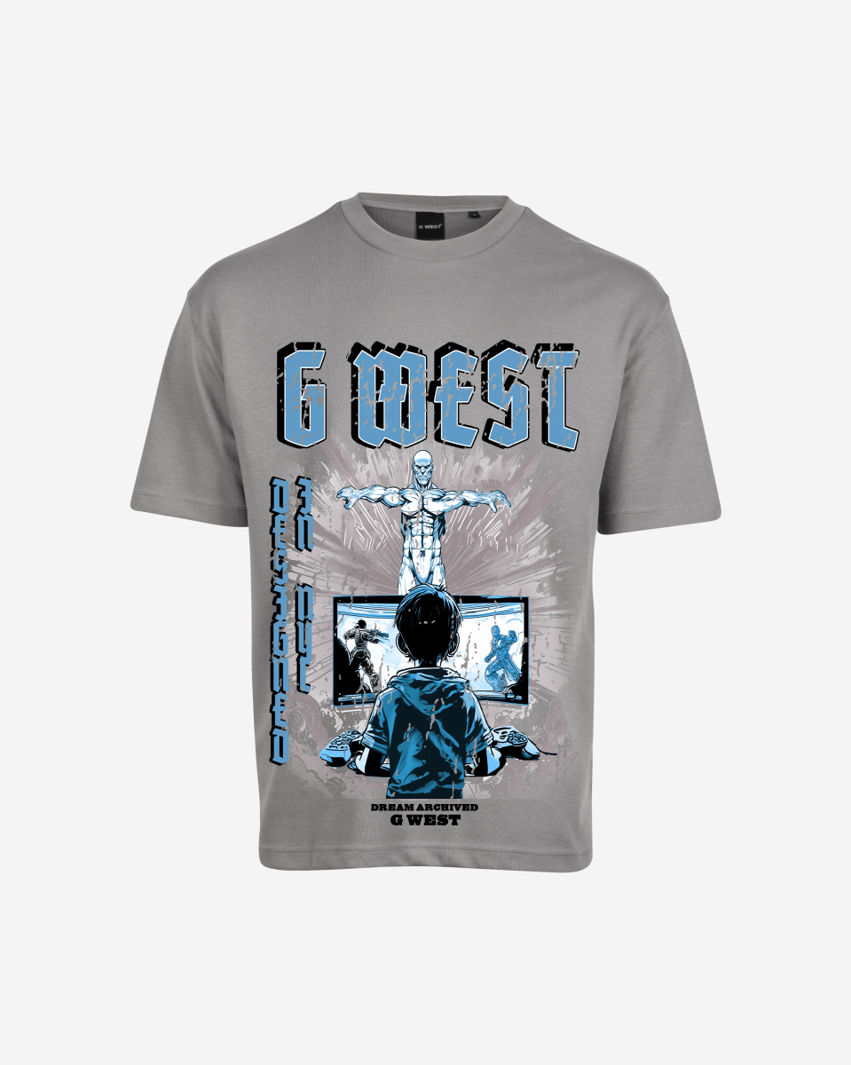 G West Game of G Baby Blue Black Oversized Tee - G West