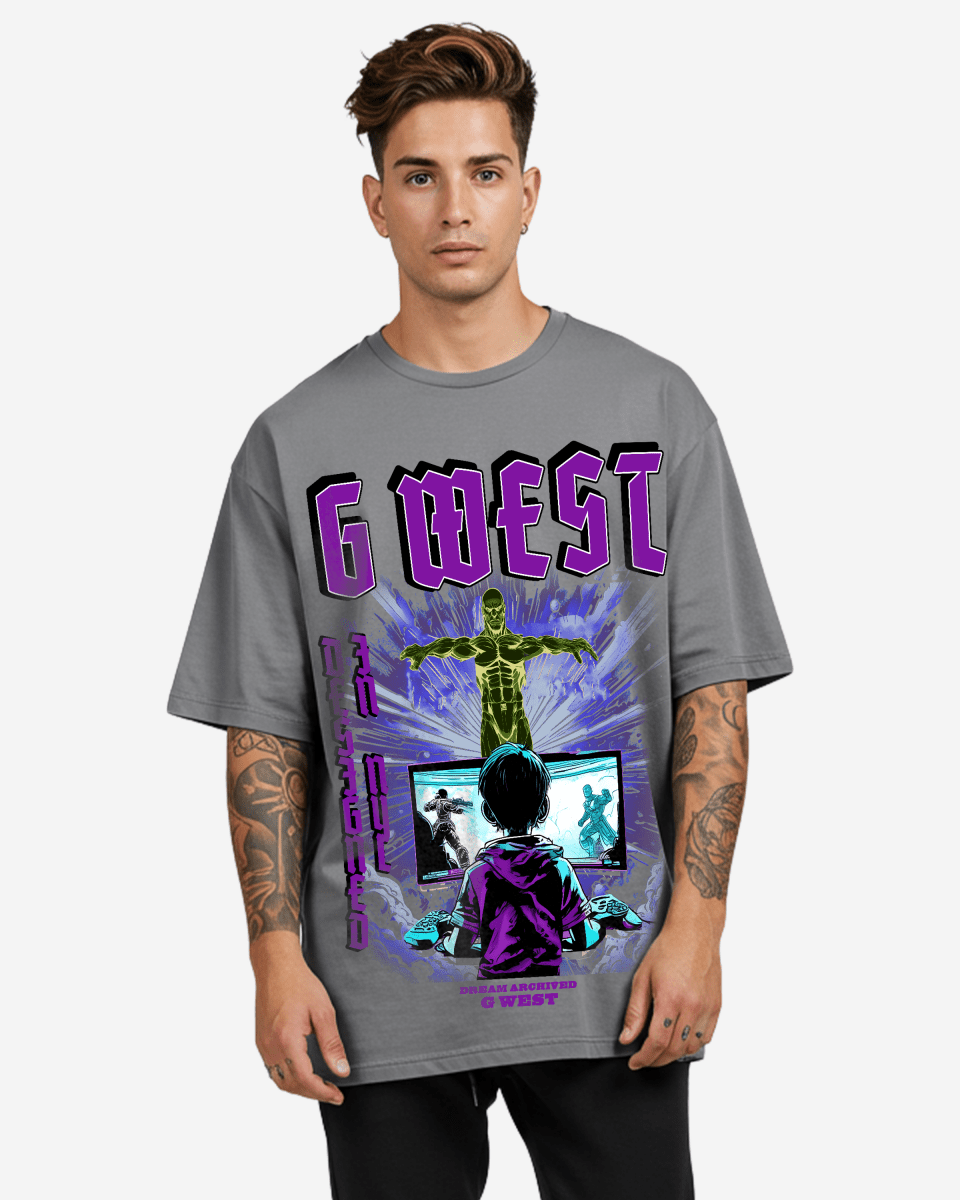 G West Game of G Baby Blue Black Oversized Tee - G West