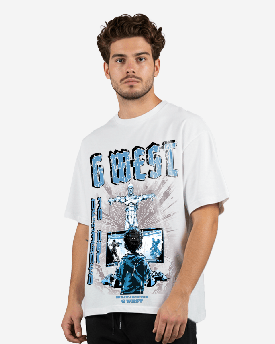 G West Game of G Baby Blue Black Oversized Tee - G West