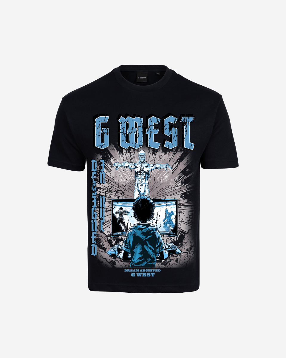 G West Game of G Baby Blue Black Oversized Tee - G West