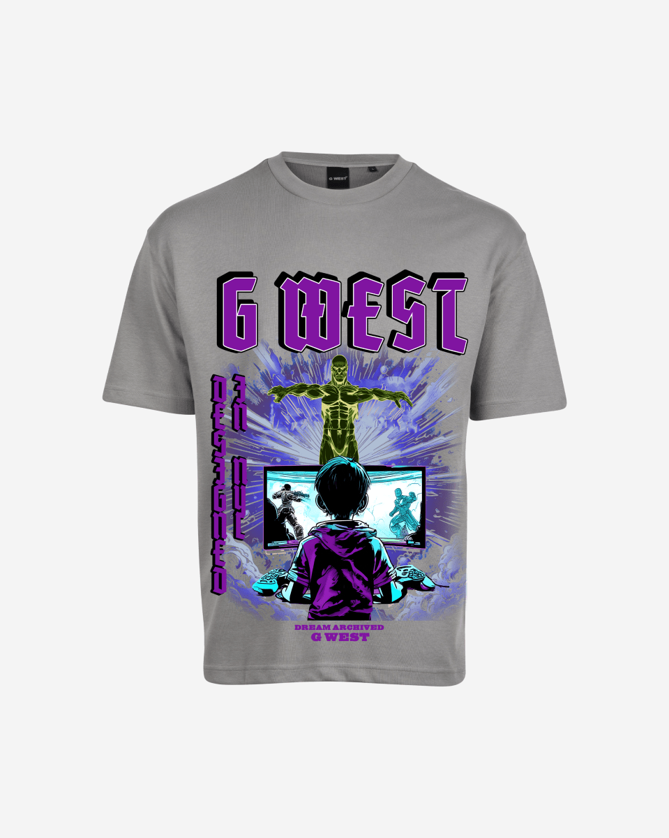 G West Game of G Baby Blue Black Oversized Tee - G West