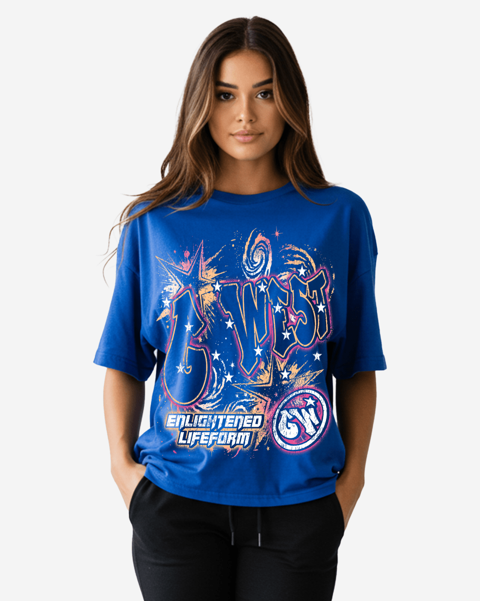 G West Illuminated Soul Double Hit Premium Oversized Tee Front And Back Print - WOMEN - G West