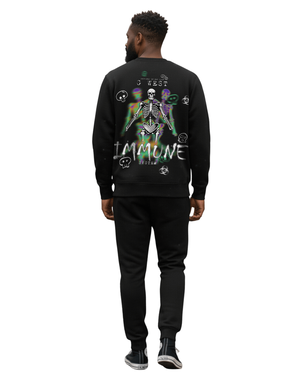 G West Immune Skeleton Fleece Crewneck Men's Invisible Zippers - G West